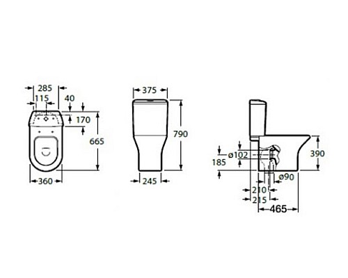 Унитаз компакт Roca Leon 342649000 без бачка и сиденья