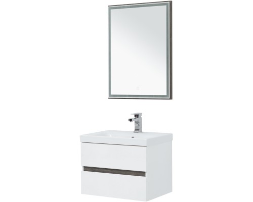 Мебель для ванной Aquanet Беркли 60 белый/дуб рошелье (зеркало дуб рошелье)