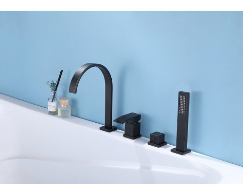 Смеситель на борт ванны Abber Wasserfall AF8613B Черный матовый