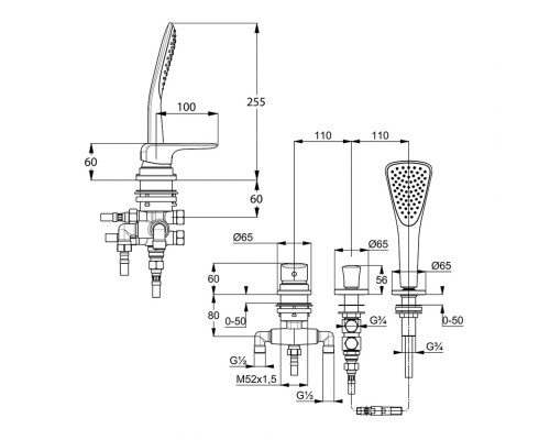 Однорычажный смеситель для ванны и душа Kludi Ameo 414480575