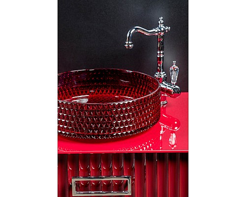 Раковина чаша круглая хрустальная рубин 39x12см