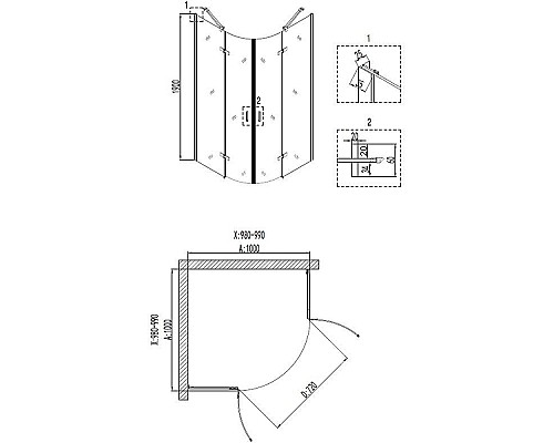 Душевой уголок Niagara Nova NG-6816-08 BLACK 100х100 профиль Черный стекло прозрачное