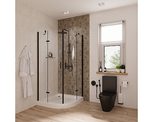 Душевой уголок Niagara Nova NG-6816-08 BLACK 100х100 профиль Черный стекло прозрачное