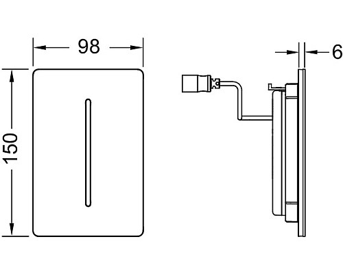Клавиша смыва Tece Filo-Solid 7,2В 9242034 для писсуара Хром глянцевый