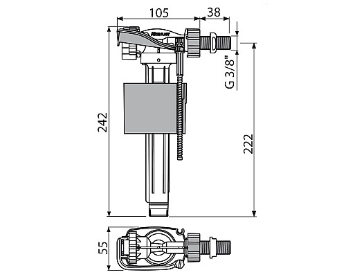 Наливная арматура Alcaplast A150-3/8 с боковой подводкой