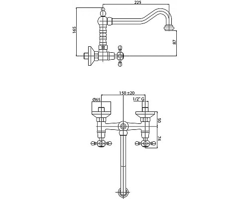 Кухонный смеситель Cezares LORD-LLP-03/24