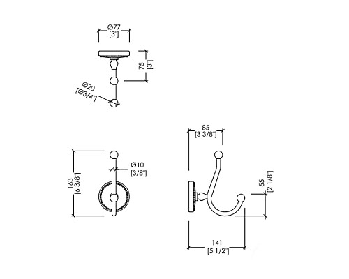 Двойной крючок Devon&Devon Dorothy DOR413OT Светлое золото Белый