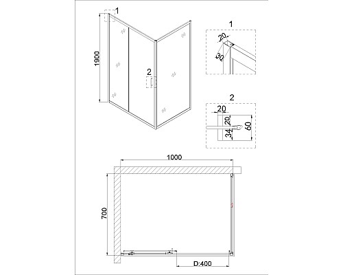 Душевая дверь Niagara Nova 100 NG-62-10A профиль Хром стекло прозрачное