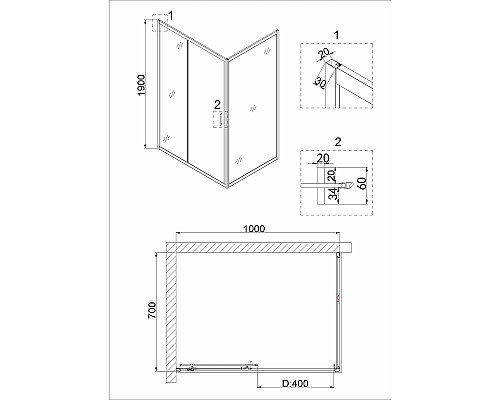 Душевая дверь Niagara Nova 100 NG-62-10A профиль Хром стекло прозрачное