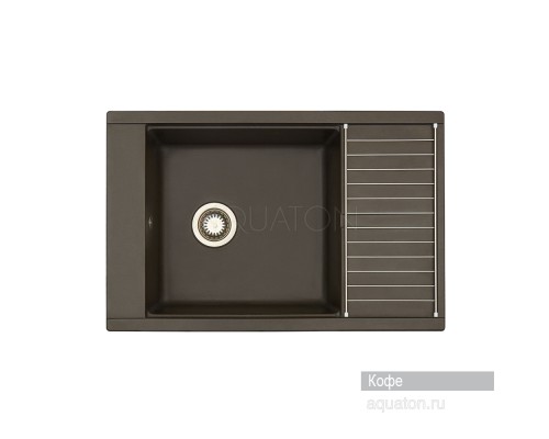 Мойка для кухни Делия 78 прямоугольная с крылом кофе Aquaton