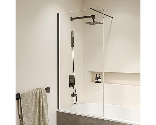 Шторка на ванну RGW Screens SC-051B 80х150 351105108-14 профиль Черный стекло прозрачное