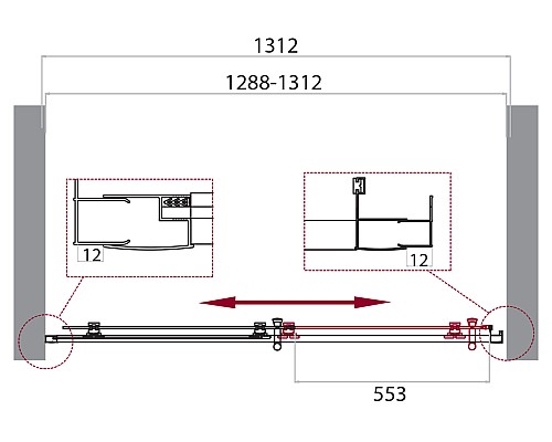 Душевая дверь BelBagno Uno 130 UNO-195-BF-1-130-P-Cr профиль Хром стекло рифленое