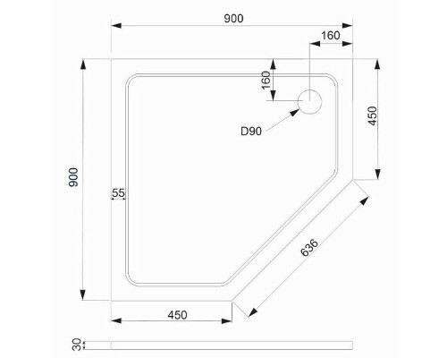 Душевой поддон из искусственного камня Veconi Tezeo 90x90 Белый