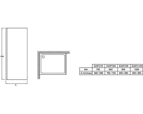 Душевая стенка Jacob Delafon Contra 90 E22FC90-BL Черный матовый