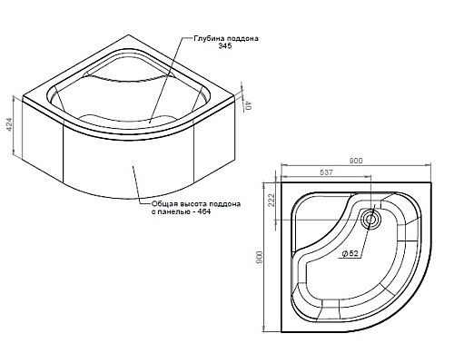 Поддон AM.PM Gem W90T-401A090W 900 мм