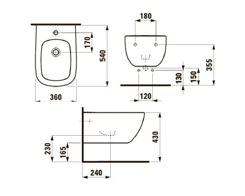 Биде Laufen Palomba 8.3080.1 подвесное без крышки