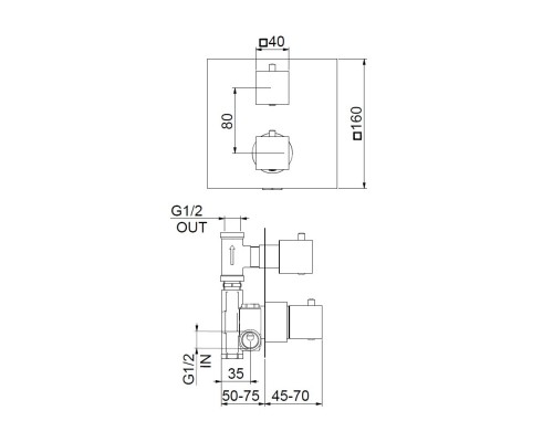 Смеситель для душа встраиваемый с термостатом Webert Pegaso PE970901015 хром