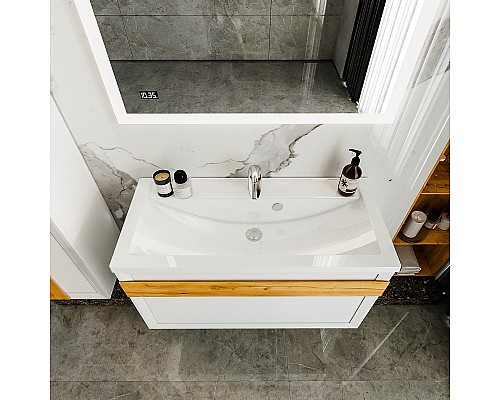 Тумба под раковину Бриклаер Берлин 100 4627125416095 подвесная Белый глянец