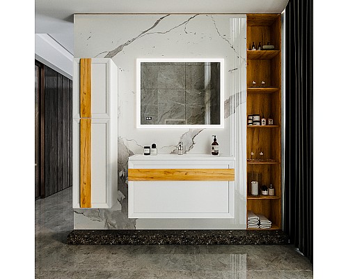 Тумба под раковину Бриклаер Берлин 100 4627125416095 подвесная Белый глянец