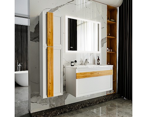 Тумба под раковину Бриклаер Берлин 100 4627125416095 подвесная Белый глянец