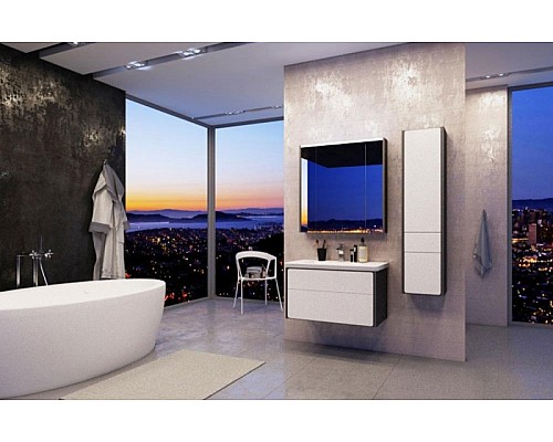 Зеркальный шкаф Roca Ronda 70 ZRU9302969 с подсветкой Белый глянец Антрацит