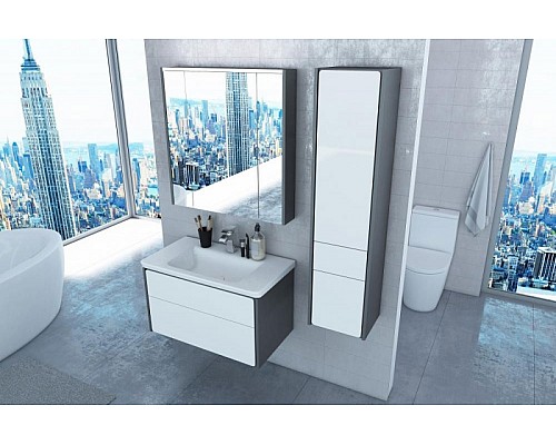 Зеркальный шкаф Roca Ronda 70 ZRU9302969 с подсветкой Белый глянец Антрацит