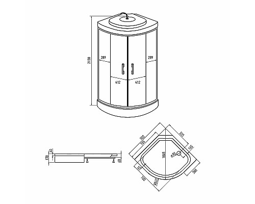 Душевая кабина Erlit Comfort 90х90 ER3509P-C3-RUS без гидромассажа