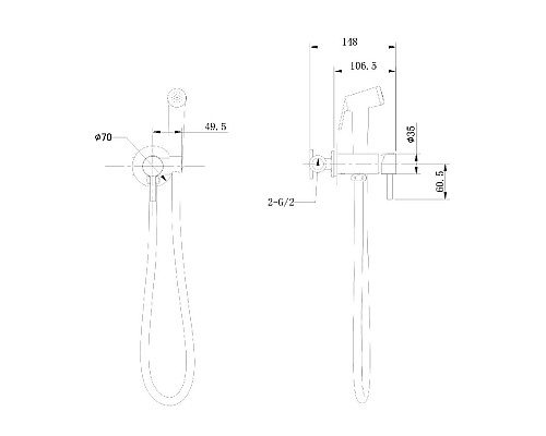 Гигиенический душ со смесителем Bravat D9151BW-ENG Черный