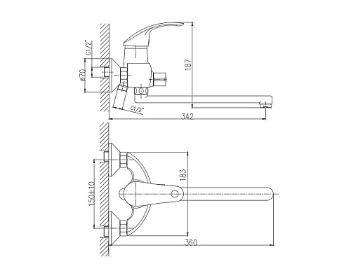 Смеситель для ванны Haiba HB2221 универсальный Хром