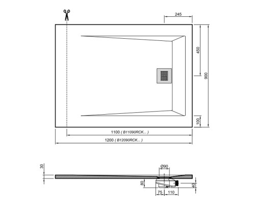 Душевой поддон из искусственного камня Sanitana Rocks 120x90 SP3014В0384100000 Белый
