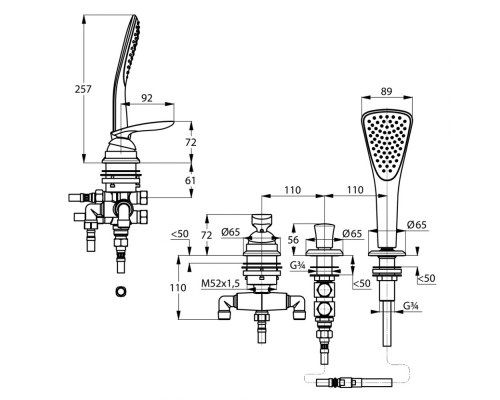 Однорычажны смеситель для ванны и душа Kludi Balance 524480575