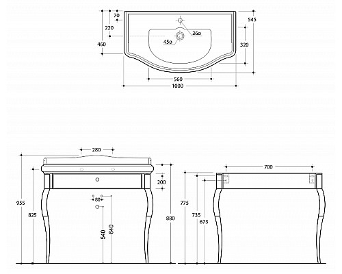 Раковина Kerasan Retro 105001-1 100 см