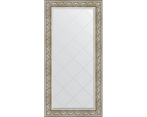 Зеркало Evoform Exclusive-G 162х80 BY 4295 с гравировкой в багетной раме - Барокко серебро 106 мм