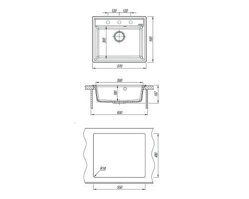 Кухонная мойка Lemark Hanka 570 9910013 Антрацит