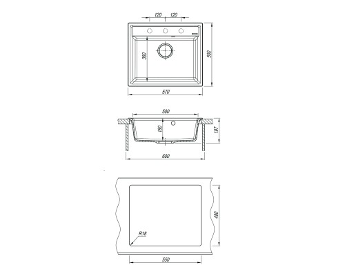 Кухонная мойка Lemark Hanka 570 9910013 Антрацит