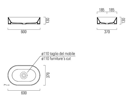 Раковина-чаша GSI Kube X 60 945811 Белая