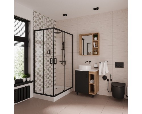 Душевой уголок Niagara Nova NG-6811-08 BLACK 120х90 профиль Черный стекло прозрачное