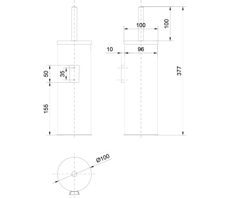 Ершик для унитаза Nofer Classic 09059.S Нержавеющая сталь матовая
