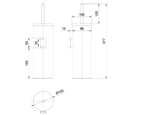 Ершик для унитаза Nofer Classic 09059.S Нержавеющая сталь матовая