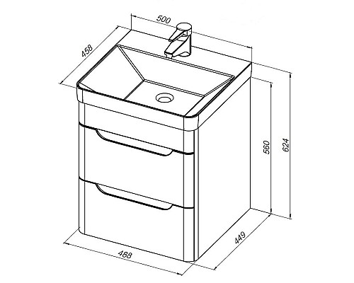 Тумба под раковину Aquanet София 50 274171 подвесная Белый глянец