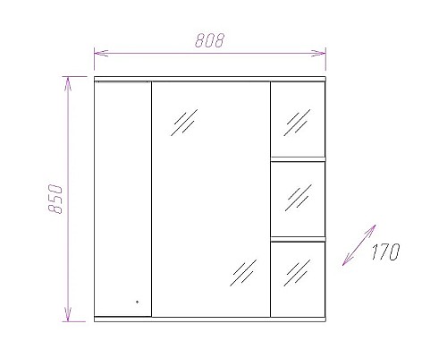 Зеркало со шкафом Onika Эльбрус 80.02 R 208022 с подсветкой Белое