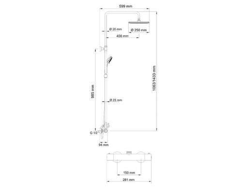 Душевой комплект WasserKRAFT A13302 с термостатическим смесителем