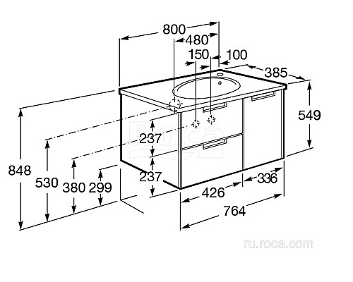 Тумба под раковину Roca Etna 80 857301806 белый глянец