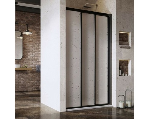 Душевая дверь Ravak Supernova ASDP3-110 Черный матовый витраж пластик Pearl