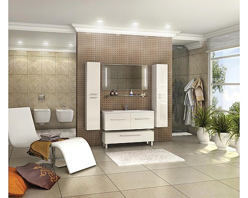 Тумба под раковину Мадрид 120 М 2 ящика белый Aquaton 1A170301MA010