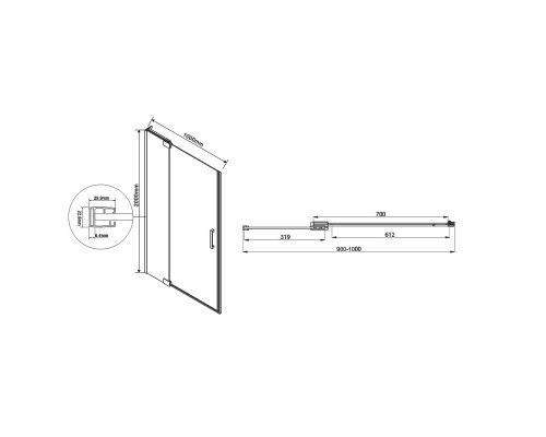 Душевая дверь Vincea Extra 100 VDP-1E9010CL профиль Хром стекло прозрачное