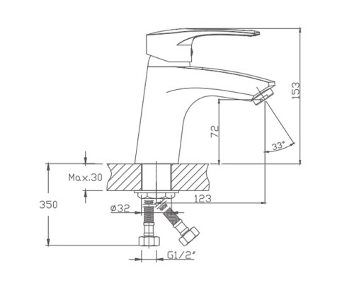 Смеситель для раковины Cron CN1066 Хром