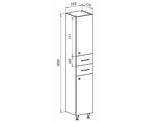 Шкаф пенал Bellezza Джулия 35 4621204710012 Белый