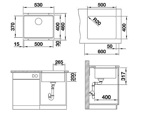 Кухонная мойка Blanco Etagon 500-U Silgranit 522231 Белая