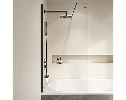 Шторка на ванну RGW Screens SC-050B 70x150 351105007-14 профиль Черный стекло прозрачное